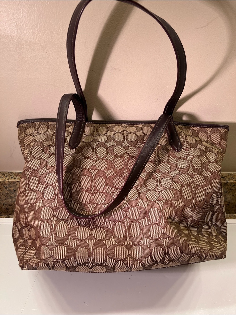 Coach Brown Signature Tote Shoulder Bag - Picture 7 of 12